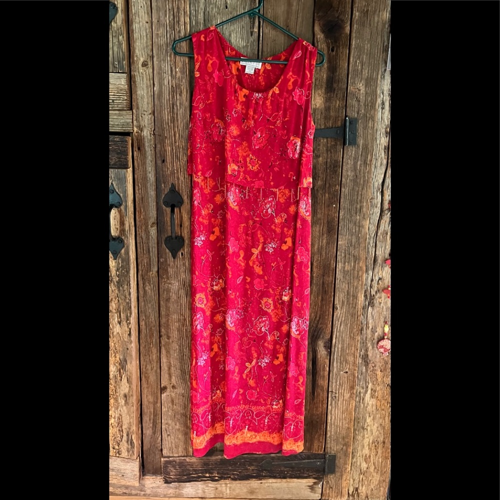 Vintage Ruby Red sleeveless maxi dress